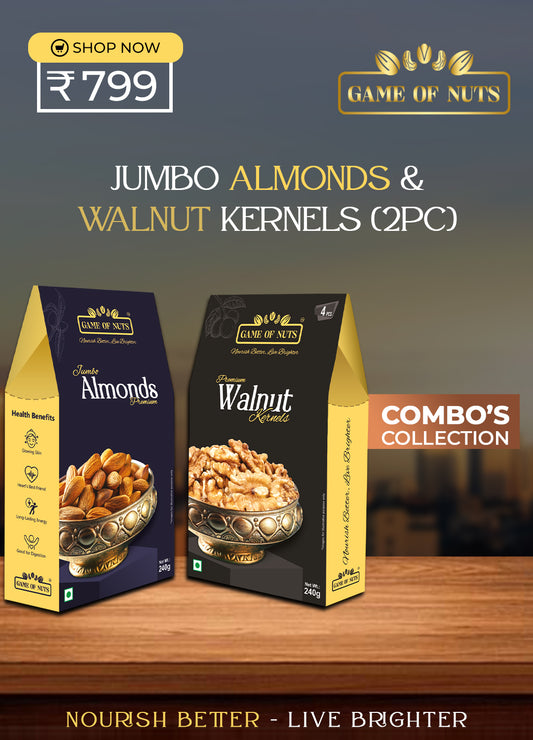 Jumbo Almonds & Walnut Kernels (2 Pc Combo) – 240g Each