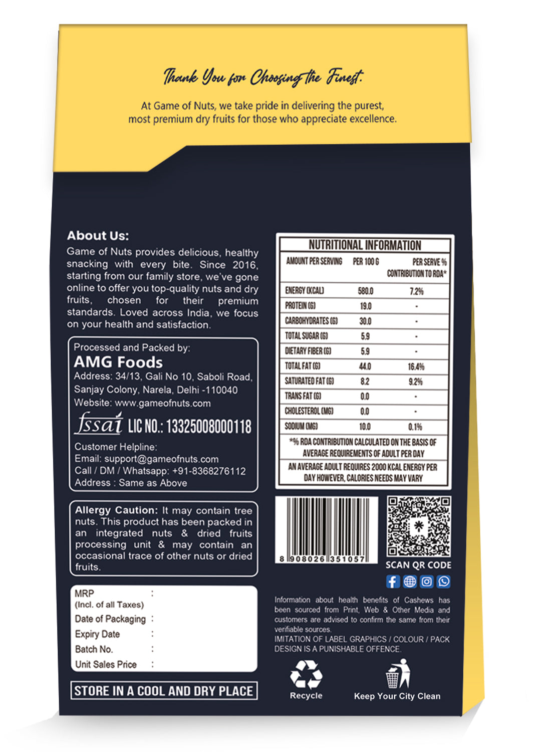 Cashews - 240gm