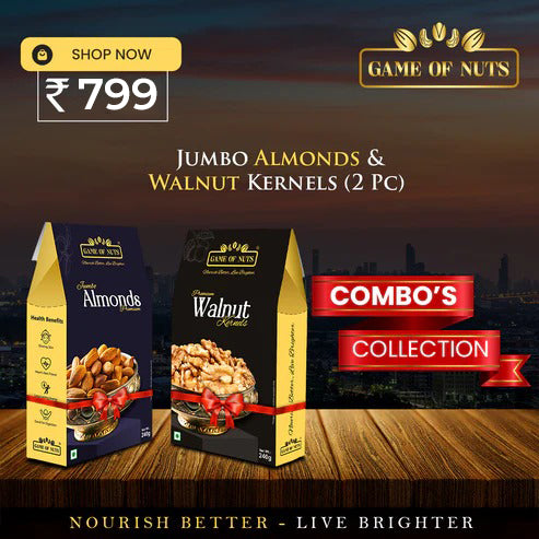 Jumbo Almonds & Walnut Kernels (2 Pc Combo) – 240g Each