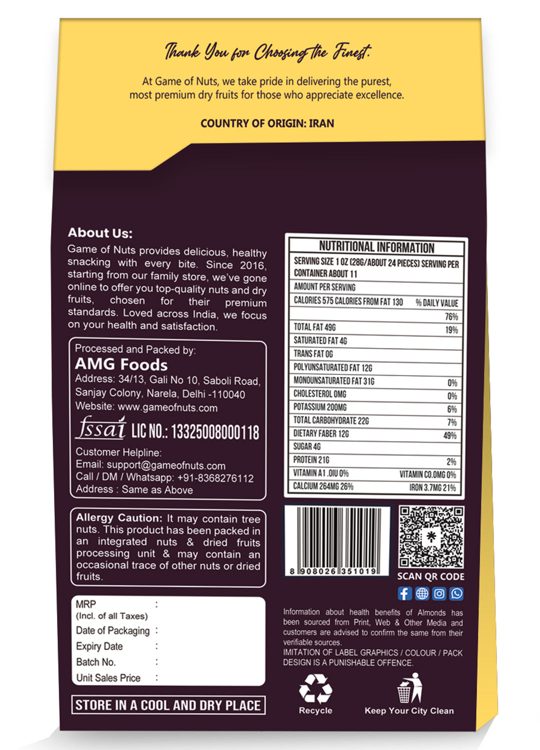 Mamra Almonds 240gm