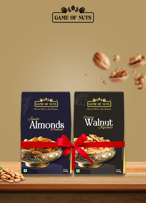 Jumbo Almonds & Walnut Kernels (4 Pc Combo) – 240g Each