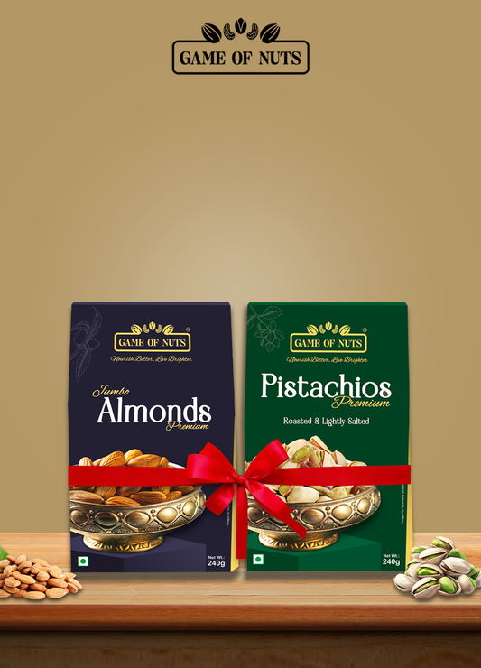 Jumbo Almonds & Roasted Pistachios Combo – 240g Each