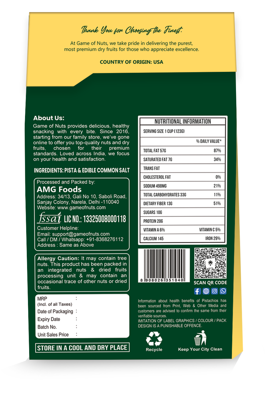Pistachios 240gm