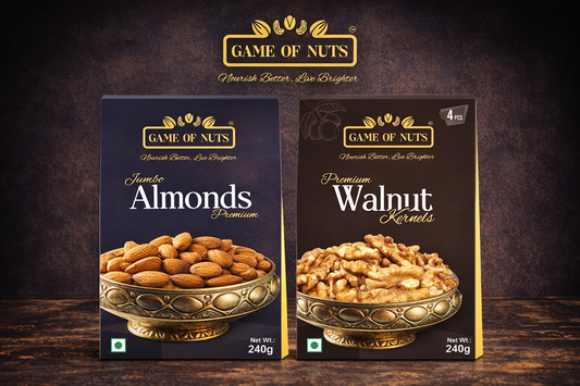 Jumbo Almonds & Walnut Kernels(4Pcs) Combo – 240gm Each