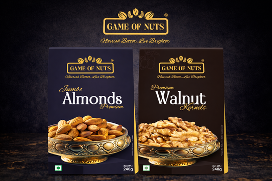 Jumbo Almonds & Walnut Kernels (2Pcs) Combo – 240gm Each